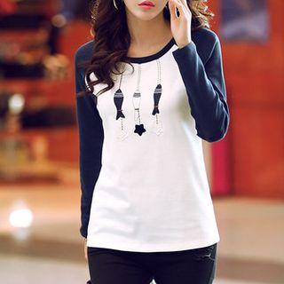 Print Raglan Long-sleeve T-shirt