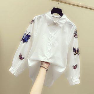 Butterfly Applique Long-sleeve Shirt
