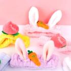 Flannel Rabbit Ear / Peach Face Wash Headband