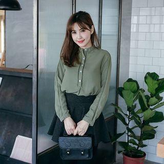 Long-sleeve Cut Out Blouse