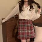 Peter Pan Collar Lace Shirt Almond - One Size