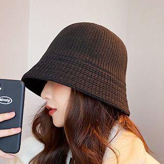 Plain Knit Bucket Hat Black - M