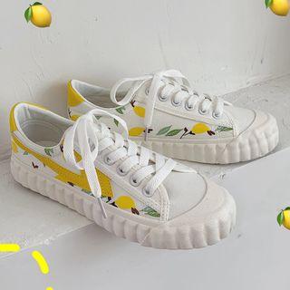Lemon Print Lace-up Sneakers