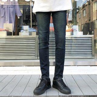 Washed Napped Straight-cut Jeans
