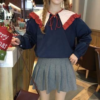 Sailor Collared Ruffled Blouse