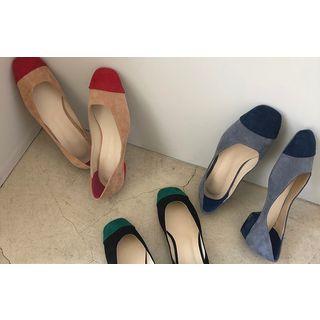 Color-block Faux-suede Flats