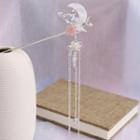 Wedding Faux Crystal Moon & Flower Hair Stick White - One Size