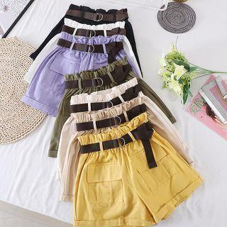 High-waist Ruched Wide-leg Shorts