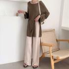 Open-back Long-sleeve Top / Wide-leg Pants