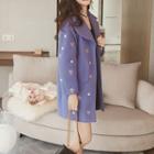 Embroidered Lapel Knit Coat