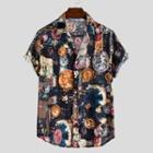 Short-sleeve Moon Print Shirt