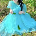 Short-sleeve Mesh A-line Dress Green - One Size