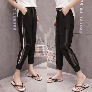 Drawstring Mesh Cropped Sweatpants