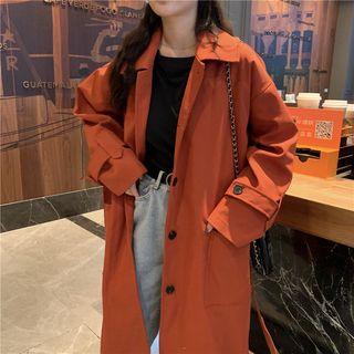 Button Back Medium Long Trench Coat