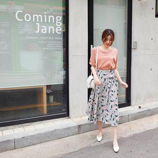 Pattern Long Surplice-wrap Skirt