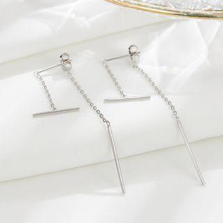 Sterling Silver Bar Drop Earring 1 Pair - Silver - One Size