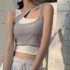 Mock Two Piece Color-block Camisole Top