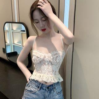 Vintage Lace Cropped Camisole White - One Size