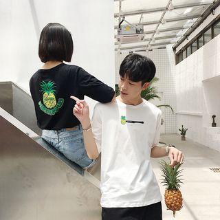 Couple Matching Elbow-sleeve Back Printed T-shirt
