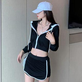 Cropped Tank Top / Pencil Skirt / Cropped Zip Hoodie