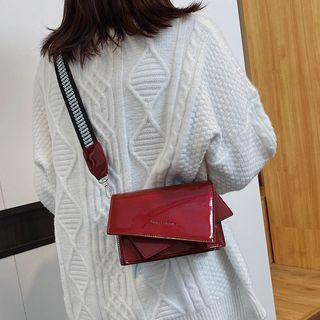Embroidered Strap Patent Crossbody Bag