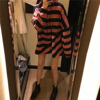 Striped Long Hoodie As Shown In Figure - One Size