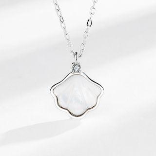 Shell Rhinestone Pendant Sterling Silver Necklace White Shell - Silver - One Size
