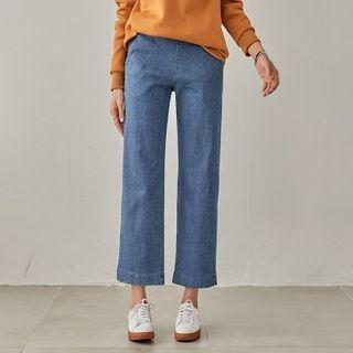 Slit-hem Straight-leg Cropped Jeans