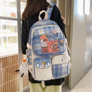 Pvc Panel Plaid Lightweight Backpack