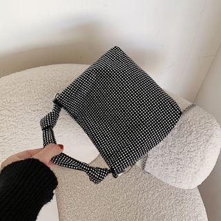 Dotted Faux Leather Crossbody Bag Black - One Size