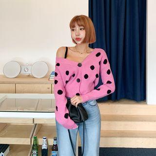 Polka-dot Cropped Cardigan