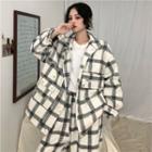 Plaid Zip Jacket / Plaid Wide-leg Pants With Bungee Cord