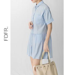 Pocketed Short-sleeve Shirt Dress