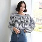 Long-sleeve Lettering Stripe T-shirt