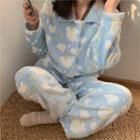 Set: Hooded Cloud Print Zip Jacket + Pants
