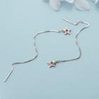 Star Threader Earring 1 Pair - E128 - Silver Rhinestone - Rose Gold - One Size