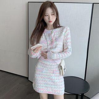 Melange Cardigan / Mini Skirt