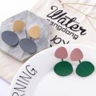 Colored Abstract Disc Earrings 1 Pair - Green - One Size