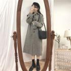 Check Loose-fit Long Coat As Figure - One Size
