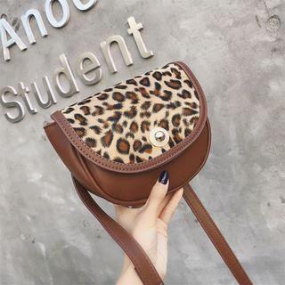 Furry Panel Faux Leather Crossbody Bag