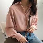 Chiffon Open-placket Button Long-sleeve Blouse