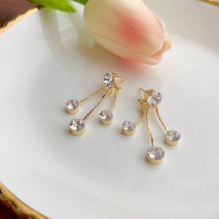 Rhinestone Tassel Earring Gold - One Size