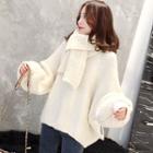 Set: Balloon-sleeve Sweater + Scarf