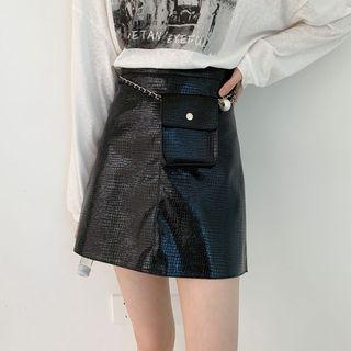 Snake Print Mini A-line Skirt