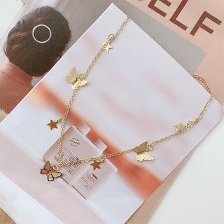 Alloy Butterfly Necklace Am2653 - Gold - One Size