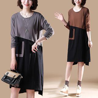 Long-sleeve Paneled T-shirt Dress