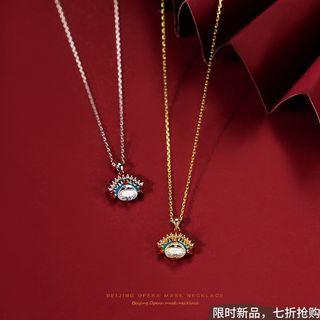 925 Sterling Silver Rhinestone Chinese Opera Pendant Necklace