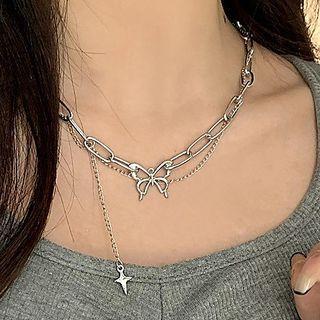 Butterfly Necklace 3621 - 1 Pc - Silver - One Size