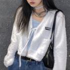 Cropped Tie-front Fluffy Jacket