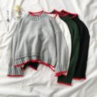 Mock-turtleneck Irregular Cropped Sweater